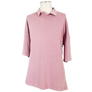 No Boundaries Polo Shirt Mens XL Pink Oversized Fit Short Sleeve Cotton Blend